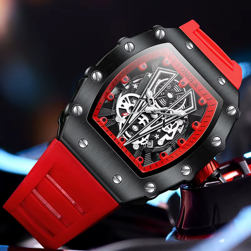 ONOLA 3826 marque sport luxe Tonneau montre hommes montres en plein air étanche lumineux horloge décontractée