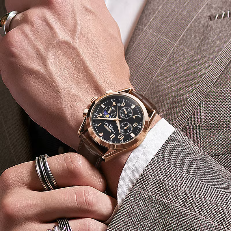 Carnaval marque homme mode or Rose montre de luxe saphir lumineux militaire Quartz montres étanche pour hommes Reloj Hombre