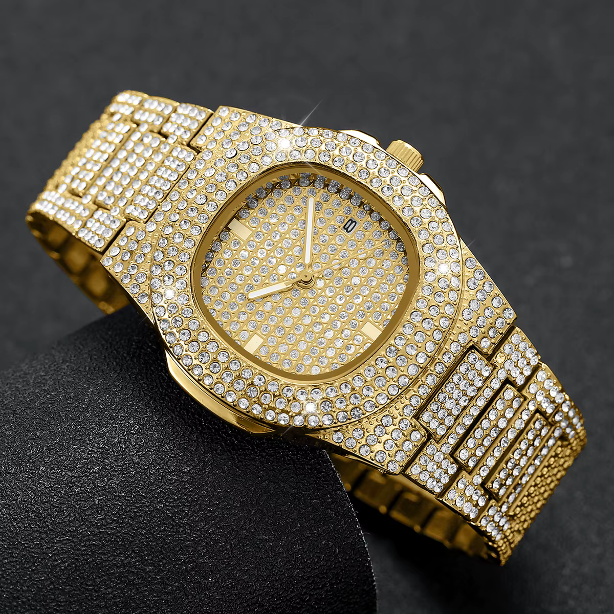 Montre-bracelet à quartz en acier inoxydable pour homme avec calendrier