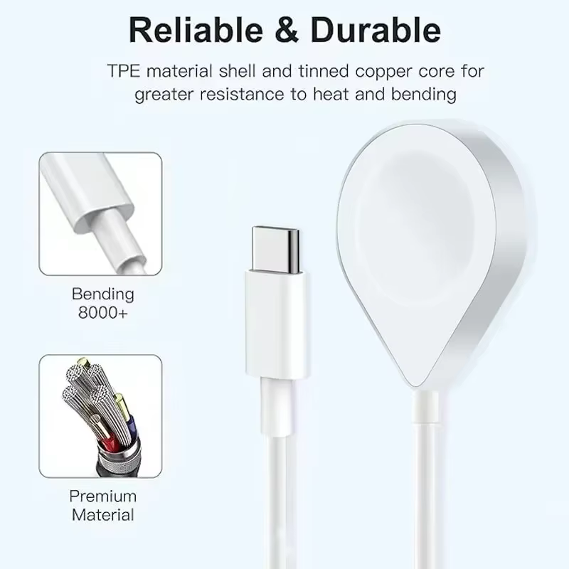 Câble USB C 3 en 2 pour chargeur Apple Watch