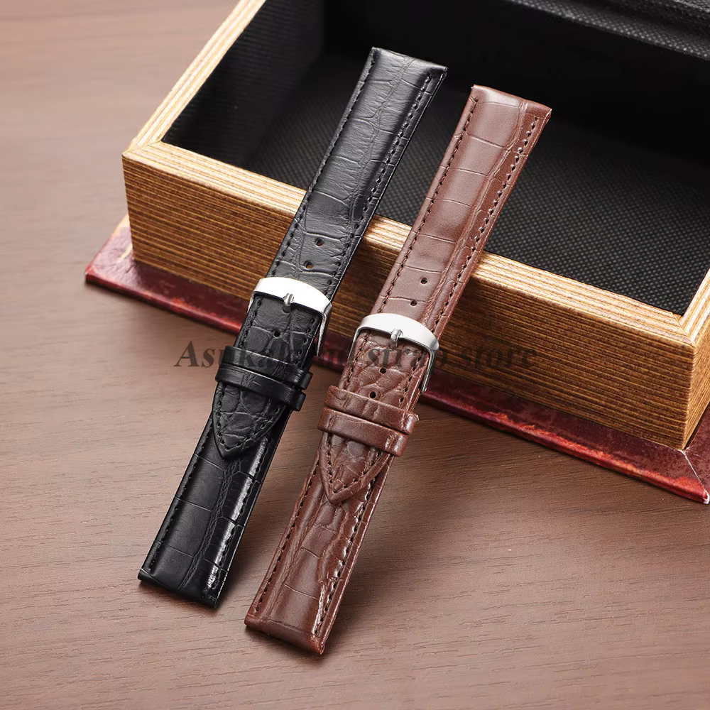 Bracelet de montre en cuir véritable pour hommes et femmes