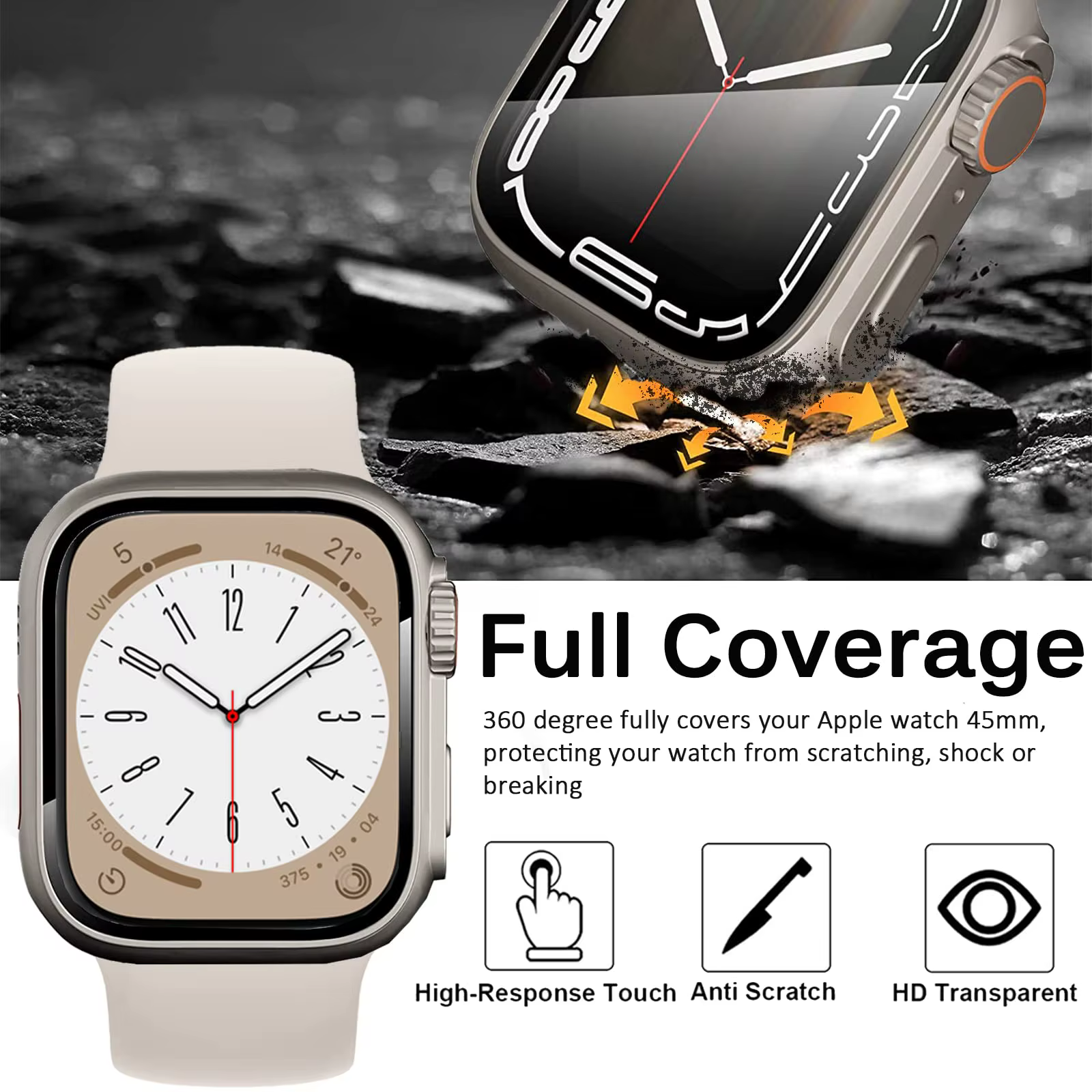 Verre + boîtier pour Apple Watch 44mm 45mm 41mm 40mm 42mm 38mm couvercle de protection d'écran changement Ultra pare-chocs iWatch série 9 8 7 SE 6 5 4