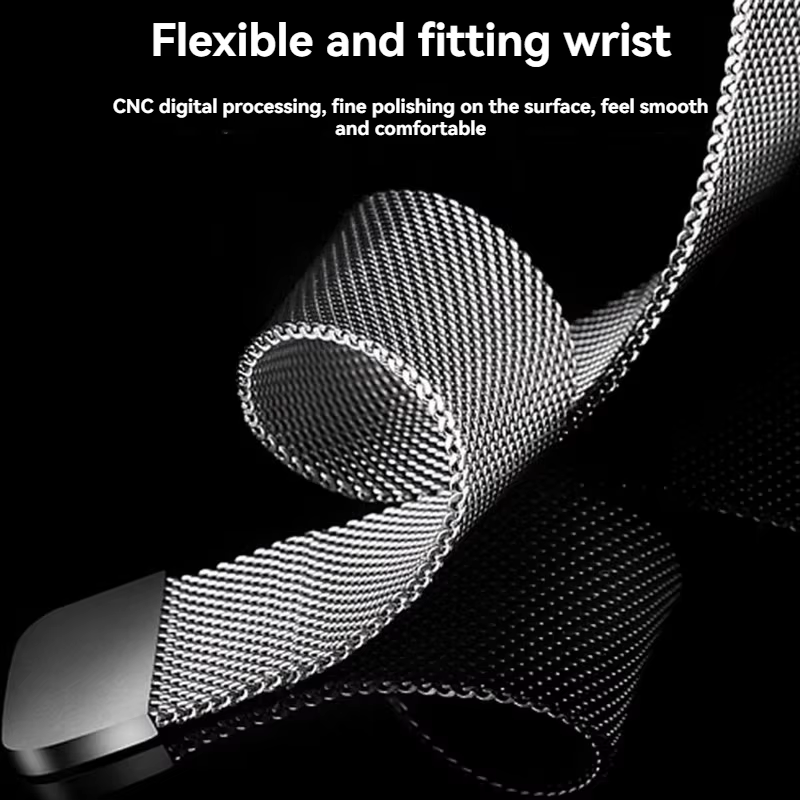 Bracelet de montre magnétique en maille milanaise pour hommes et femmes