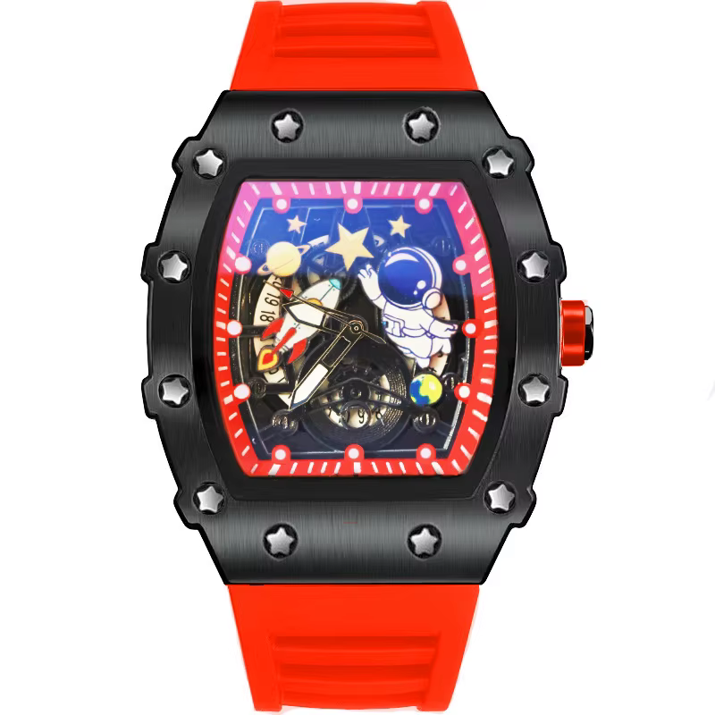 Montre à quartz pour homme avec gravure d'astronaute