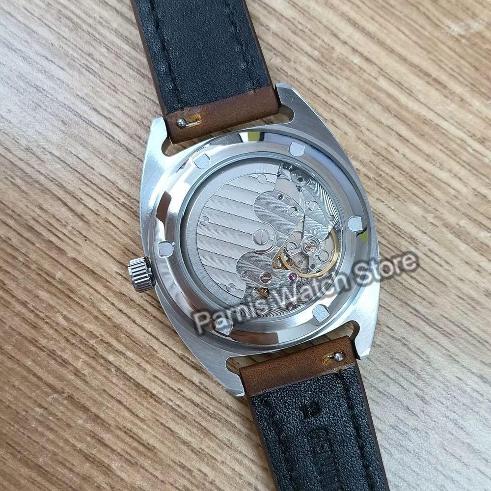 Parnis 36mm cadran noir hommes montre-bracelet marques lumineuses automatique ST1701