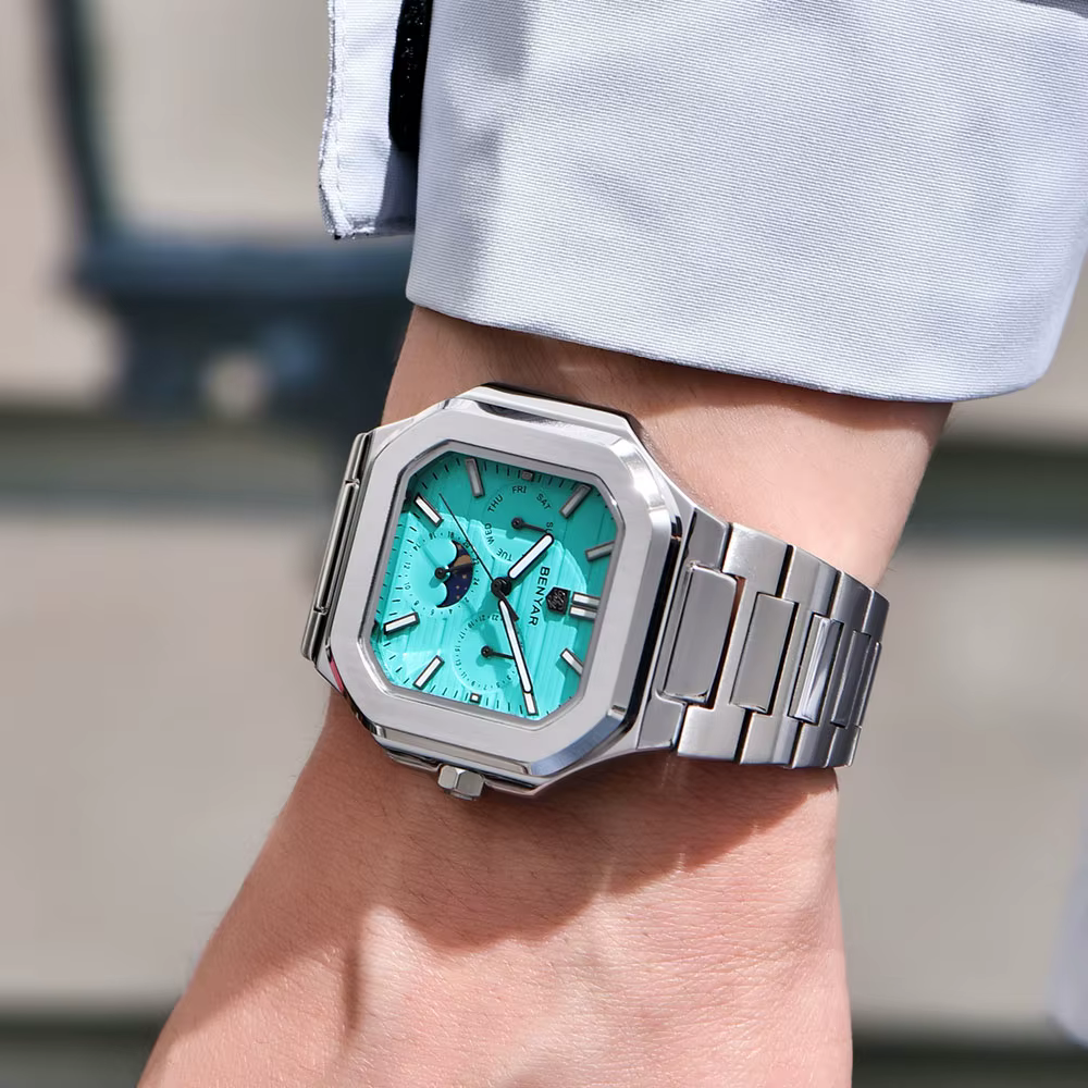 BENYAR 5221 montre pour hommes 37mm montre-bracelet à Quartz haut de gamme en acier inoxydable montres étanches