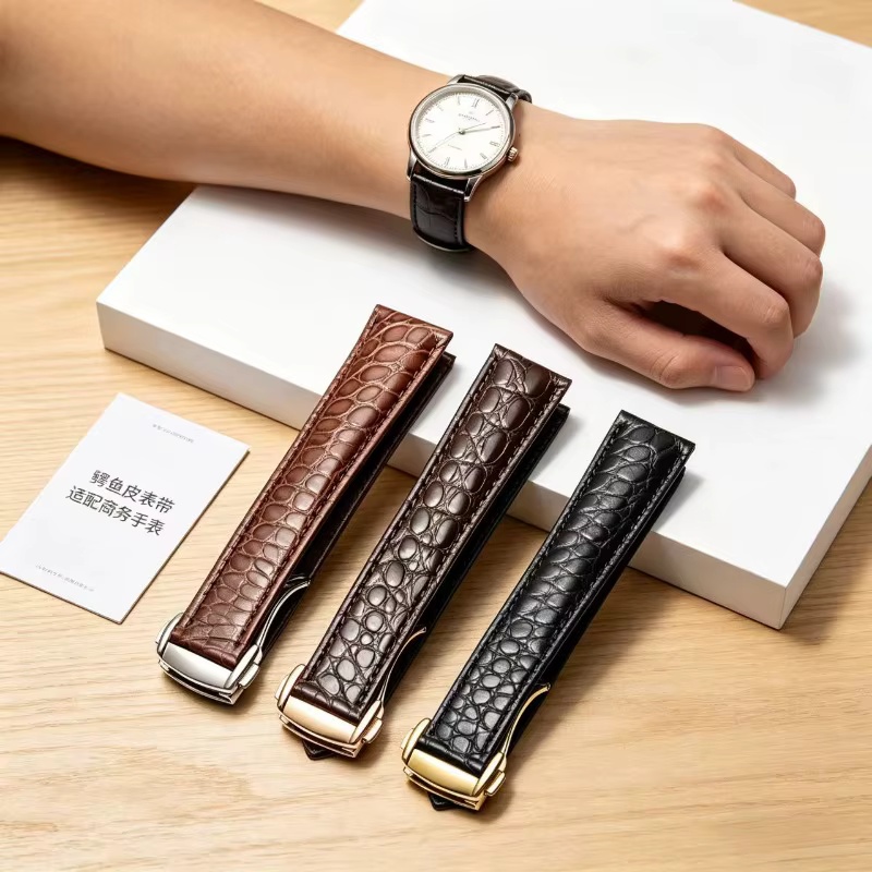 Bracelet de montre en cuir véritable de crocodile