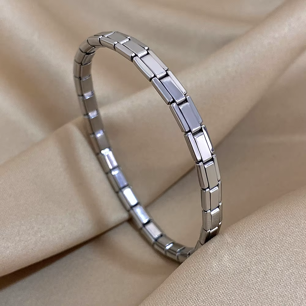À la mode minimaliste nouveau Bracelet élastique en acier inoxydable liens italiens