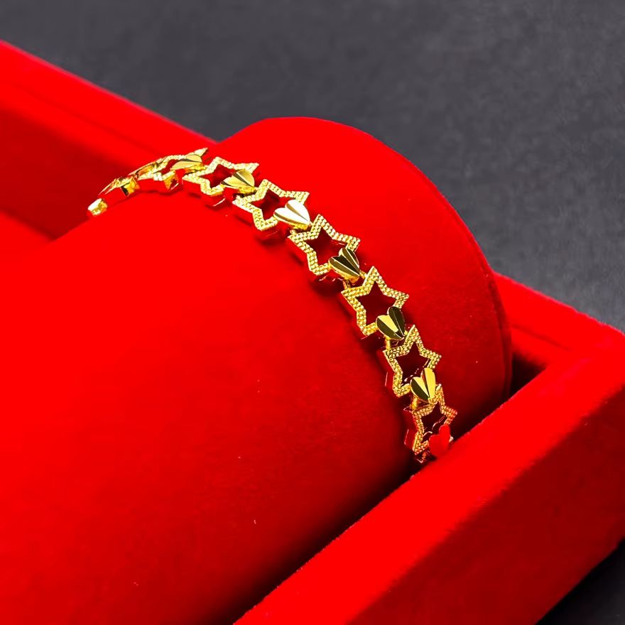 Bracelets de main en or pour femmes, bracelet de poignet de luxe, bijoux en or de Dubaï, cadeaux de bracelet, documents, étoiles, couronne, bouton de manchette, haute qualité