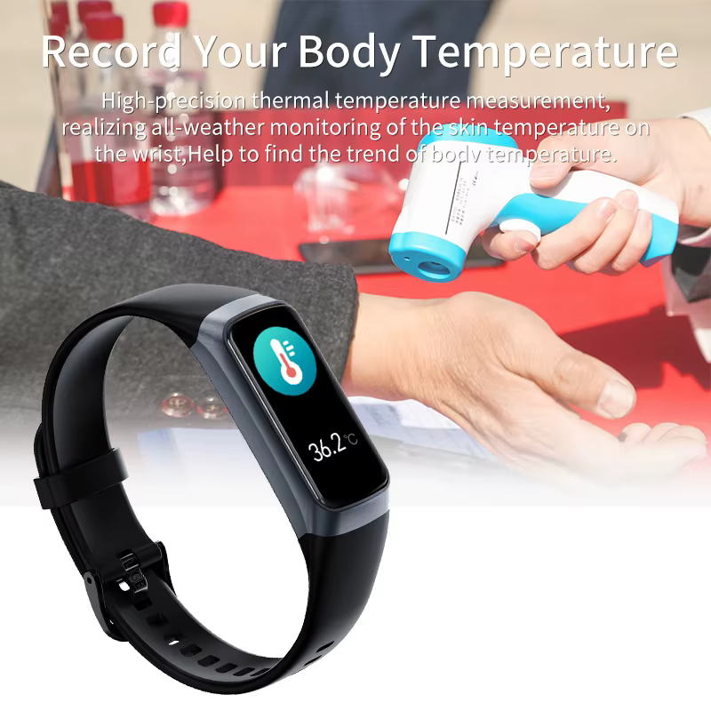 LIGE 1.1 pouces Amoled moniteur de fréquence cardiaque Bracelet intelligent