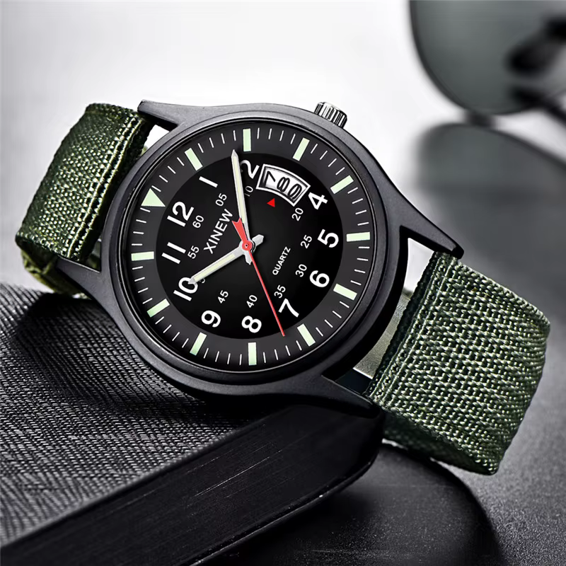 Original XINEW marque montres pour hommes mode bracelet en Nylon militaire sport Date montre à Quartz Erkek Barato Saat Relogio Masculino
