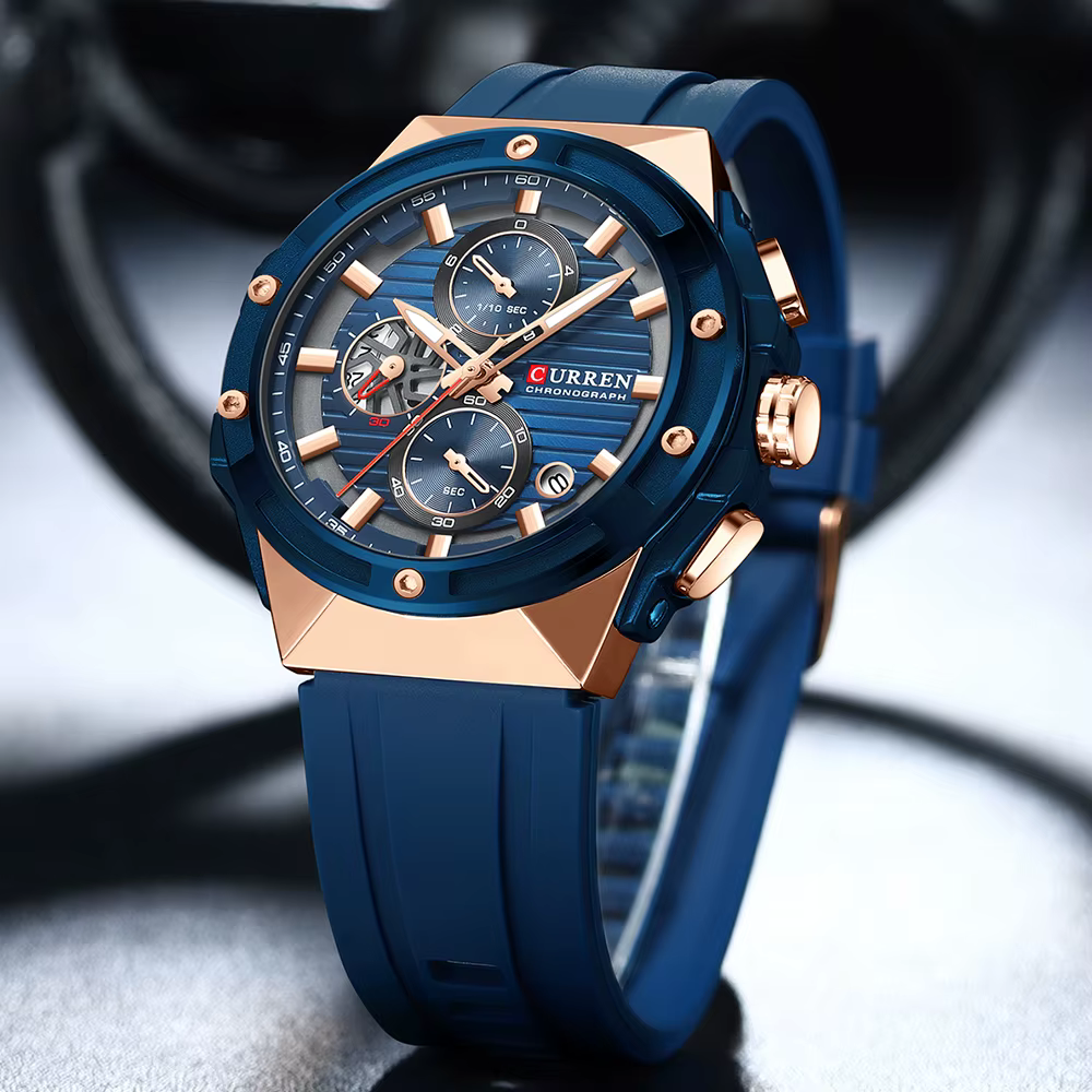 Montre à Quartz chronographe à grand cadran pour hommes