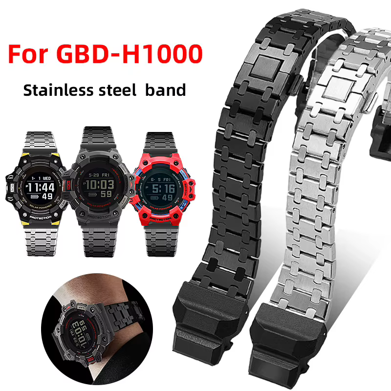 GBD H1000 grand poignet étendu Bracelet en acier inoxydable pour G-SHOCK Casio 3475 GBD-H1000 adaptateur