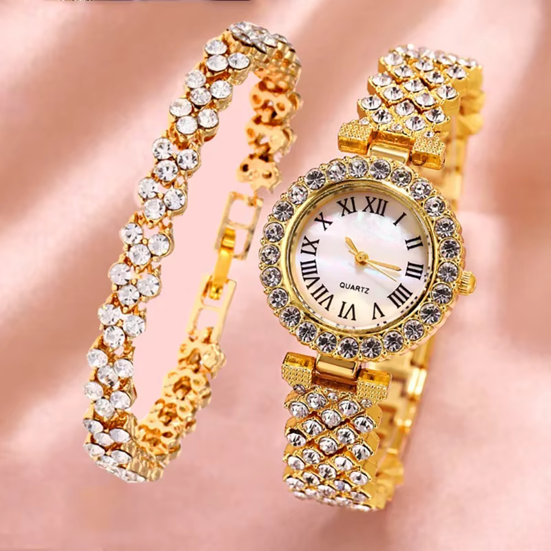 Montre de luxe en strass pour femme