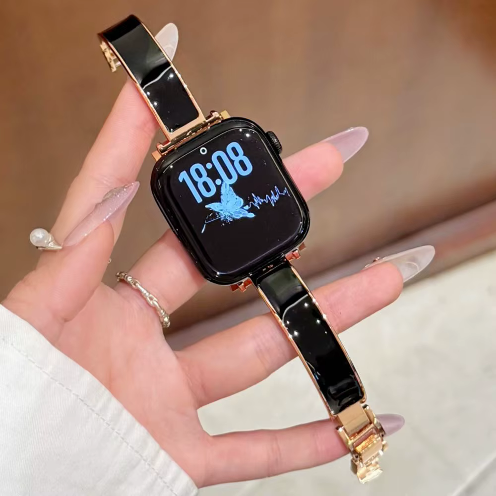 Bracelets de montre en émail fins pour Apple Watch 38 40 41 42 44 45 46 49 mm