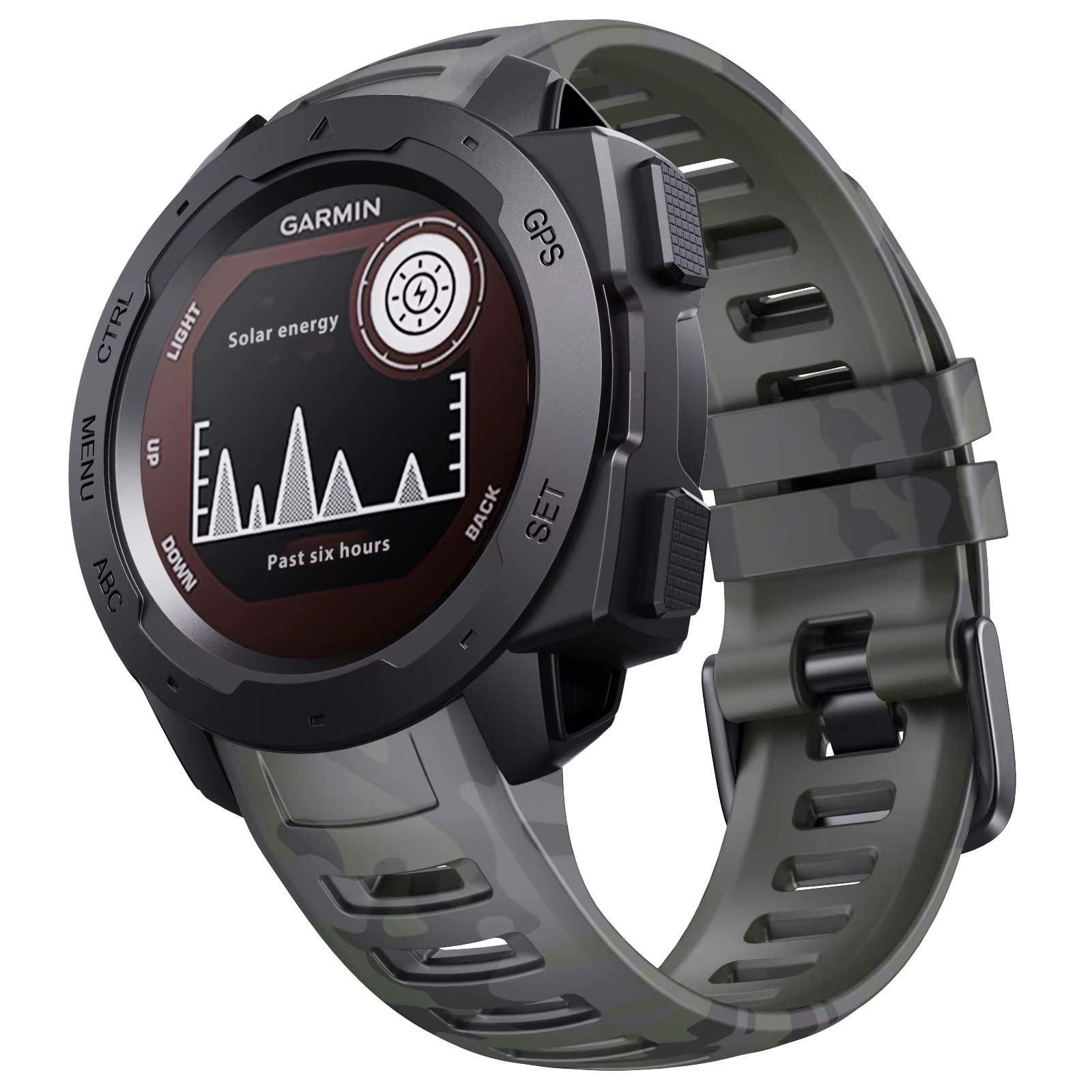 Pour Garmin Instinct bracelet en silicone solaire couleurs camouflage 22mm