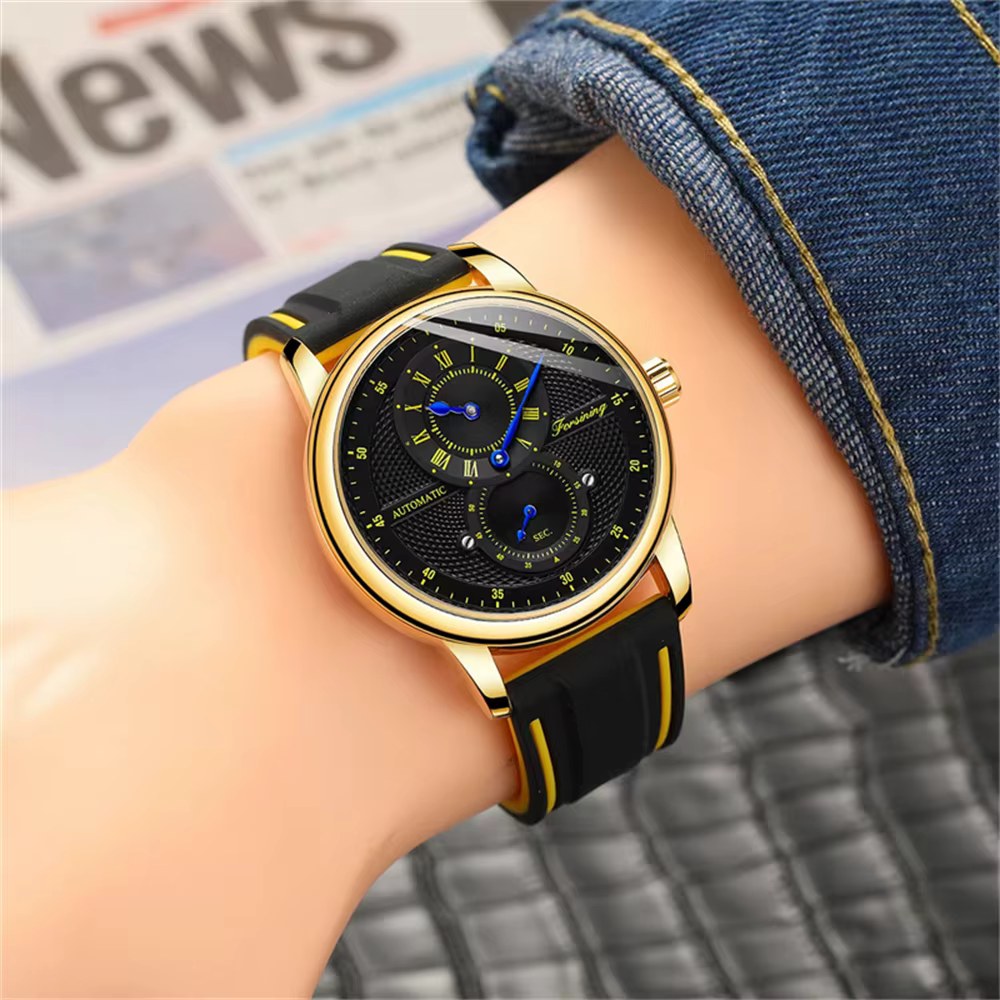 Montre mécanique haut de gamme pour hommes d'affaires, montre mécanique haut de gamme, élégante, entièrement automatique pour hommes, design ajouré, tendance, décontractée, élégante, belle montre pour