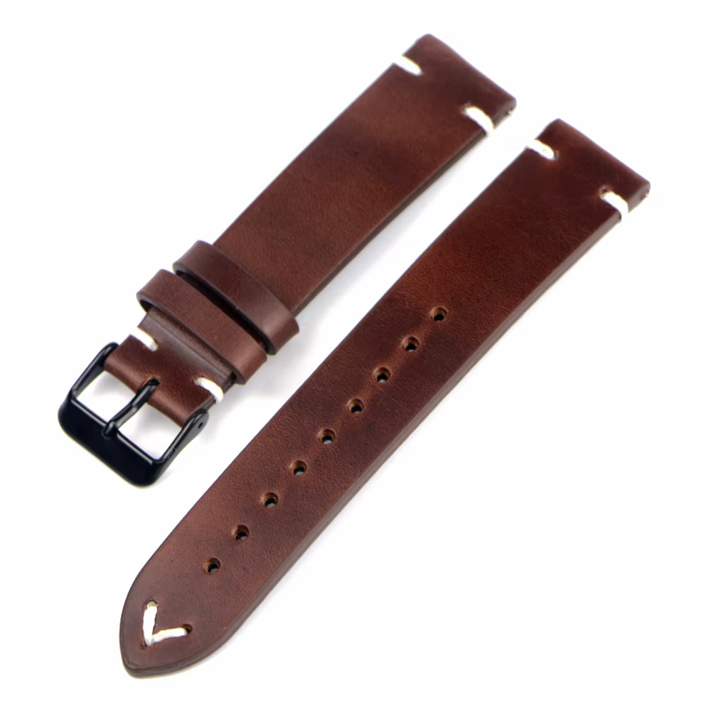 Vintage véritable 18mm 19mm 20mm 22mm huile cire cuir Bracelet de montre bracelets pour Seiko pour Samsung Galaxy bande