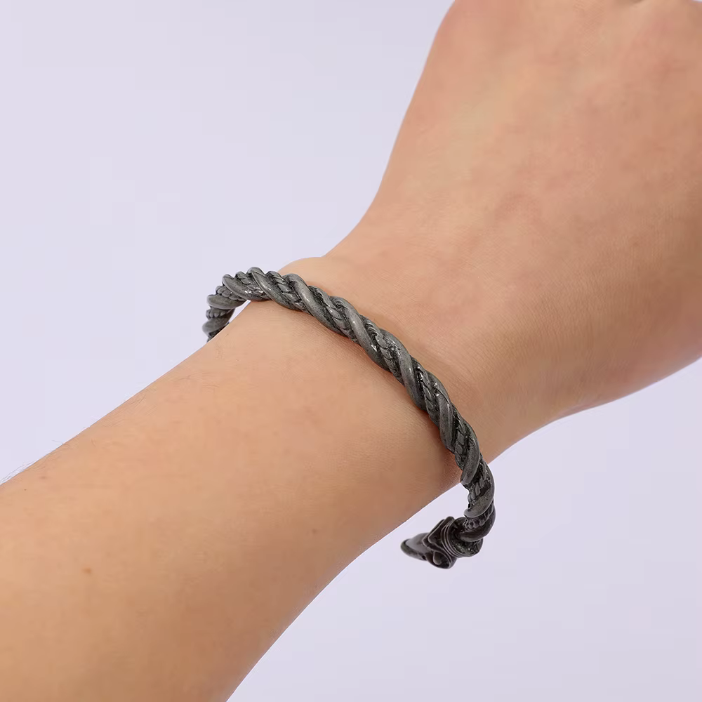 Bracelet manchette pour homme sur le thème du corbeau viking nordique - Bijou élégant inspiré de la mythologie