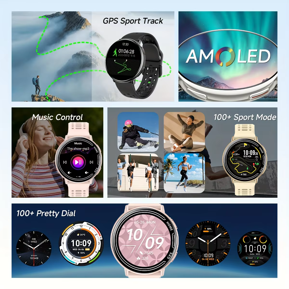 Nouvelle montre connectée GPS 1.43 AMOLED avec boussole