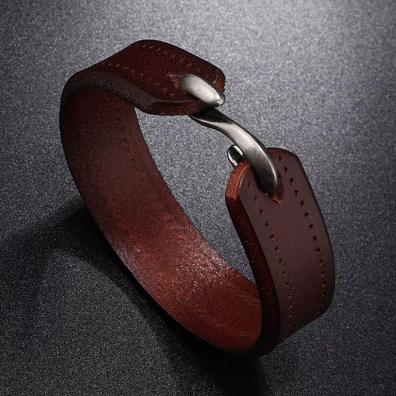 ZORCVENS Vintage en cuir véritable Wrap cordon manchette Bracelet pour main poignet