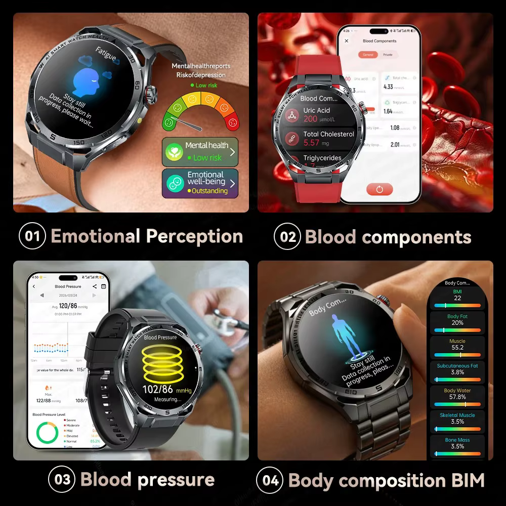 Montre connectée ECG pour hommes