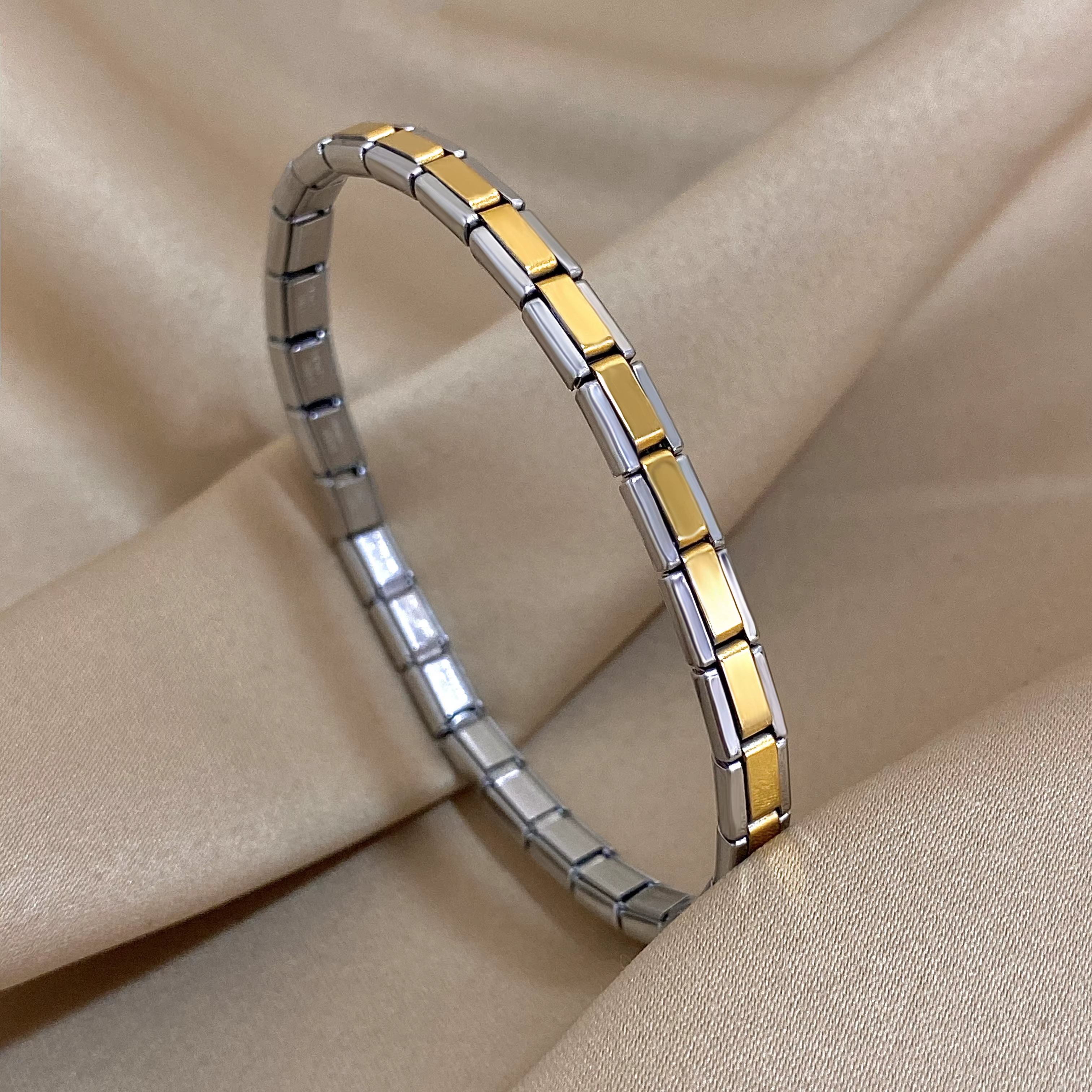 À la mode minimaliste nouveau Bracelet élastique en acier inoxydable liens italiens