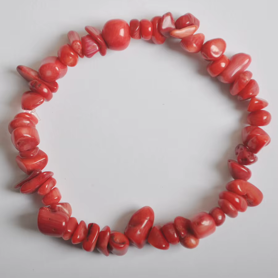Bracelet extensible en corail de mer rouge, perles porte-bonheur, bijoux de 8 pouces, G667