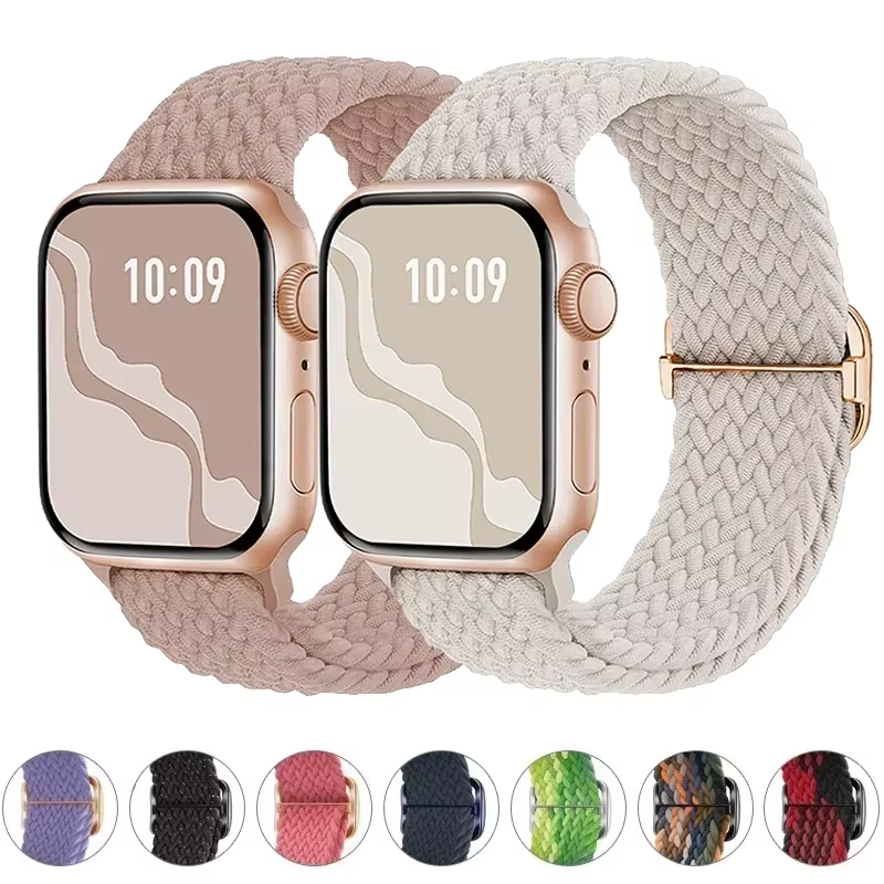Boucle Solo tressée pour Apple watch Ultra band 40mm 44mm 41mm 38mm 49mm 45mm bracelet en Nylon élastique iWatch série 9 8 7 3 se