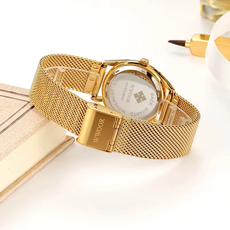 Wwoor-Montre-bracelet en or pour femme