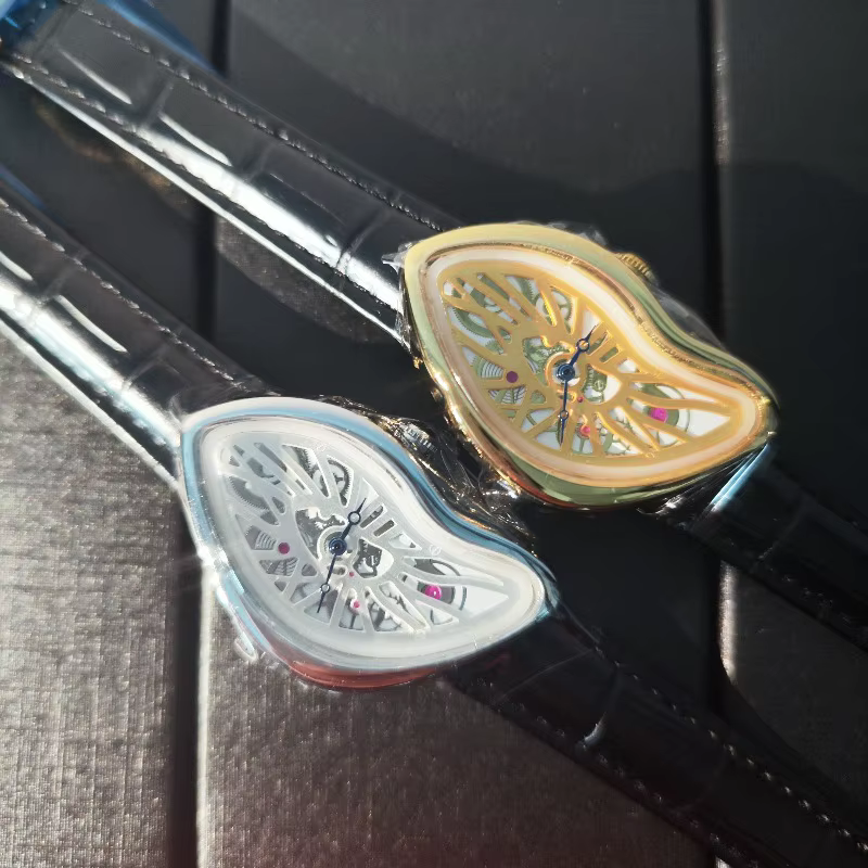 Nouvelle montre à quartz non conventionnelle avec cadran squelette et design torsadé