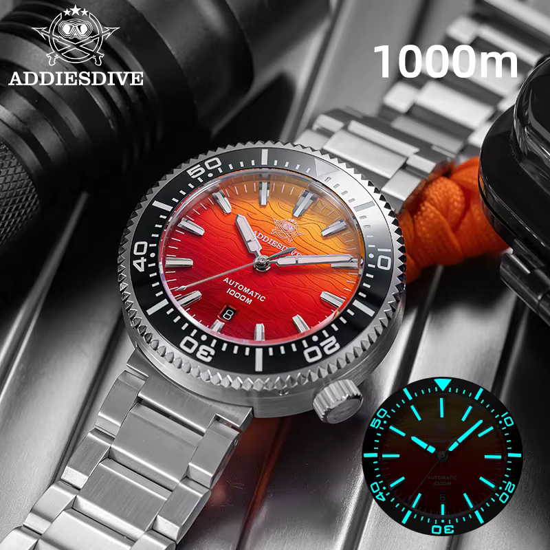 ADDIESDIVE montres automatiques pour hommes 1000M étanche saphir flamme nuages Texture luxe BGW9 lumineux nouvelle montre de plongée AD2526