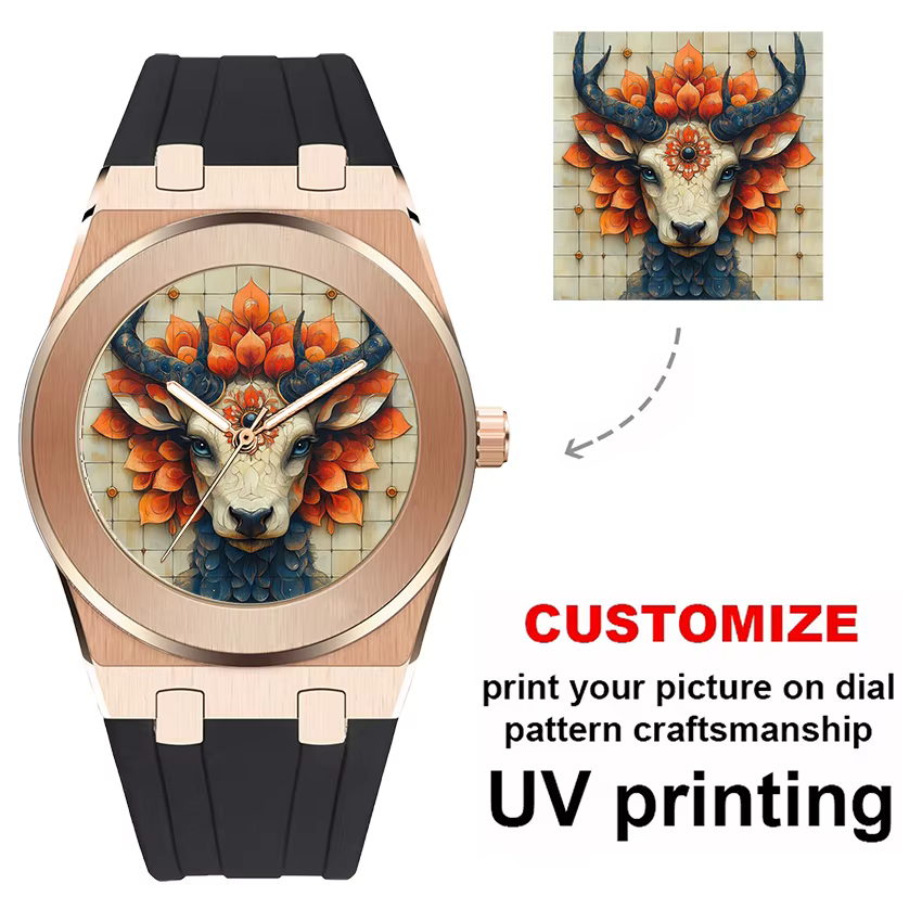 Montre photo personnalisable avec des images personnalisées, une montre élégante et stylée pour homme avec bracelet en caoutchouc, Reloj Mujer Reloj Hombre