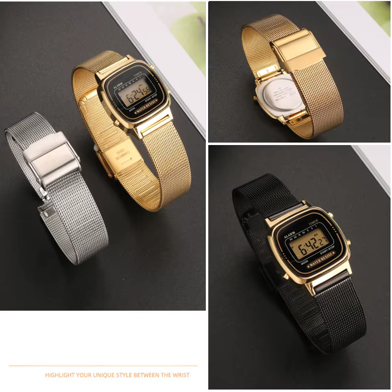 Bracelet de montre en maille Milan pour Casio, petit argent rétro petit or LA670 LA680 LA690, bracelet de montre en acier inoxydable pour femmes 13mm 14mm