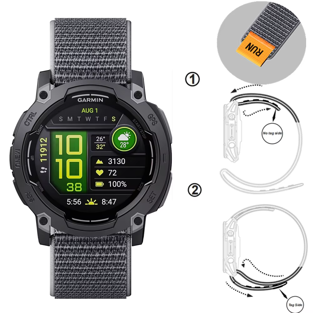 Bracelet de montre en nylon pour Garmin Instinct 2/2X/3