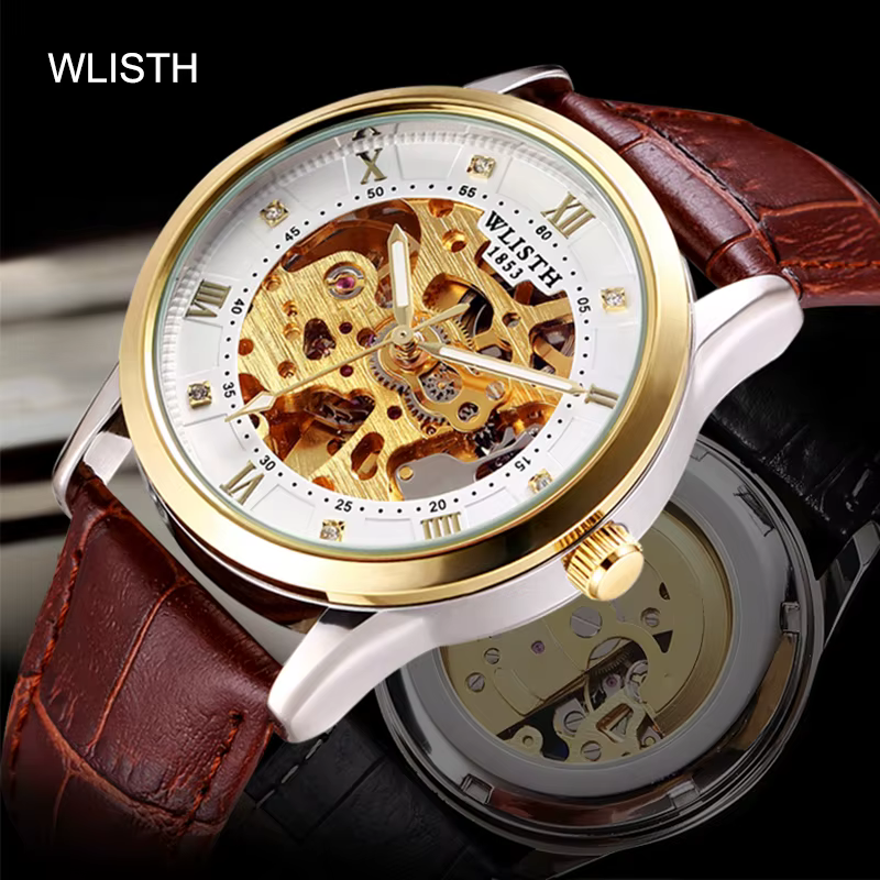 WLISTH marque machines hommes montres solide en acier inoxydable étanche lumineux homme montre de luxe automatique