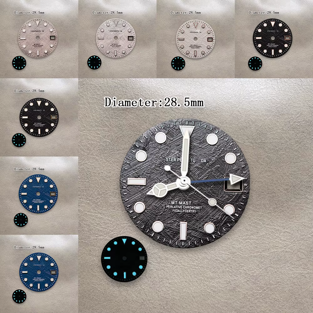  Accessoires de modification de montre de haute qualité : Cadran NH34 en météorite noire de 28