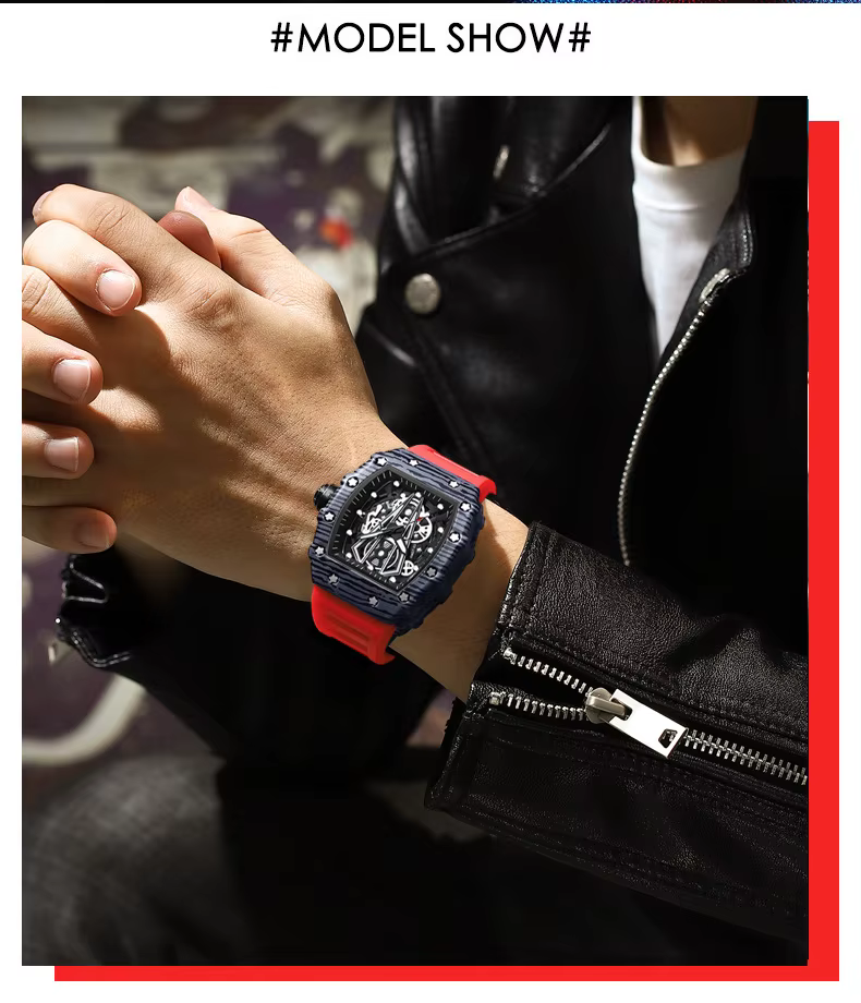 Montre-bracelet à quartz en silicone pour homme