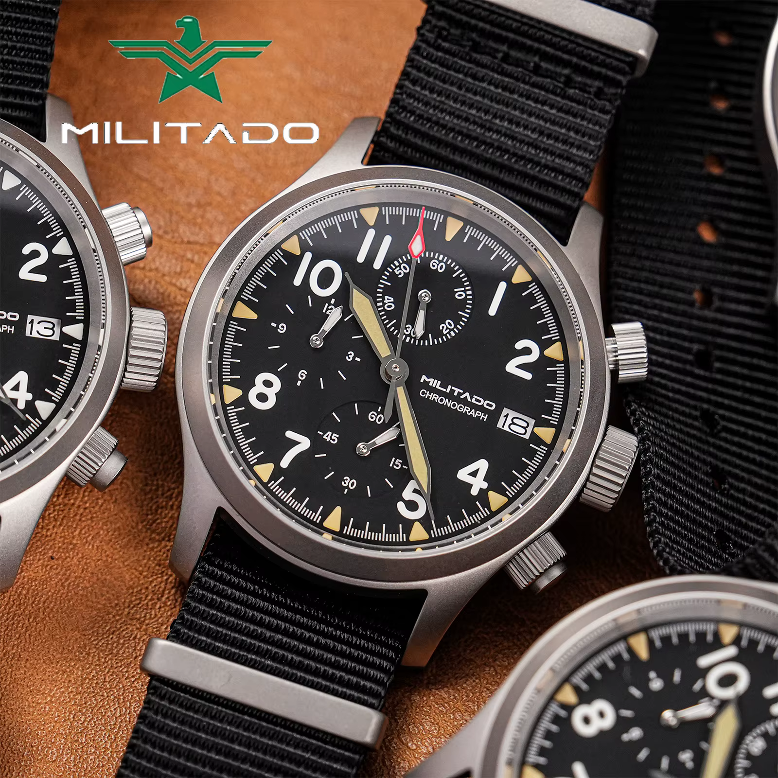 Militado ML1868KF montre à Quartz 3 cadrans VK67 chronographe mouvement en acier inoxydable