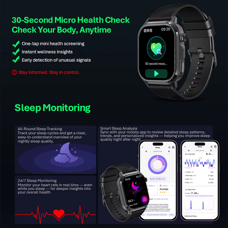 Montre connectée VALDUS CARDIGO AMOLED GPS+ECG pour homme et femme
