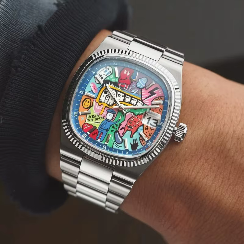 Montre carrée rétro pour homme