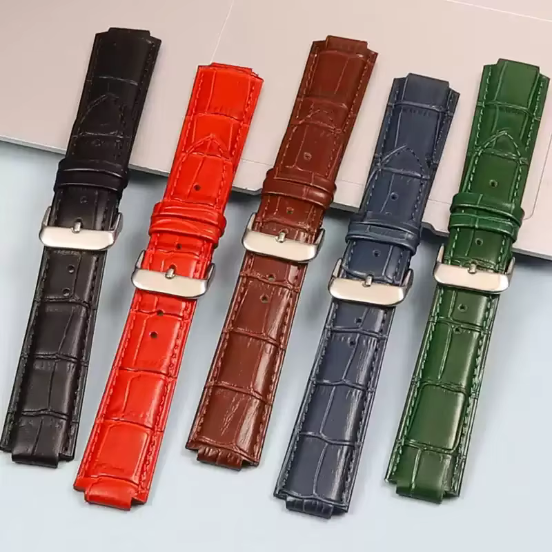 21mm 24mm bande bleue convexe pour Bracelet de montre en cuir Maserati hommes R882110025 R8821108039 Trident