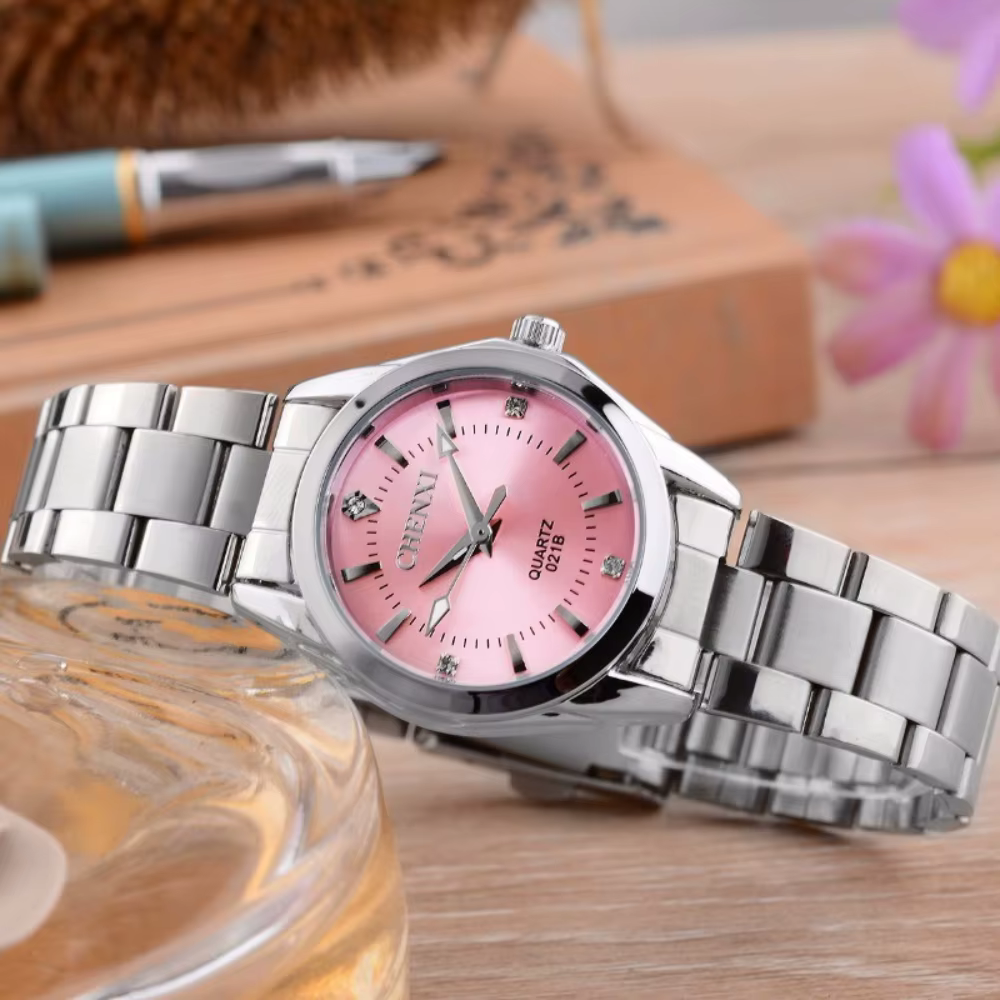 Montres de luxe pour femmes, en acier inoxydable, analogique lumineux à Quartz
