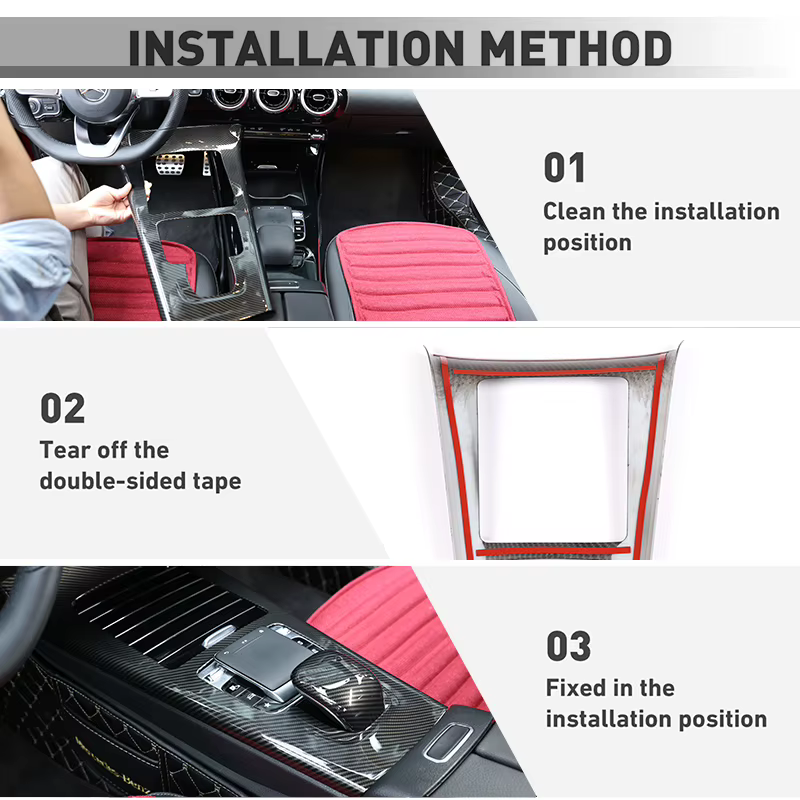 Pour Mercedes Benz classe A W177 V177 A180 A200 19-21 accessoires intérieurs style de voiture pièce de Console centrale garniture de Refit en Fiber de carbone