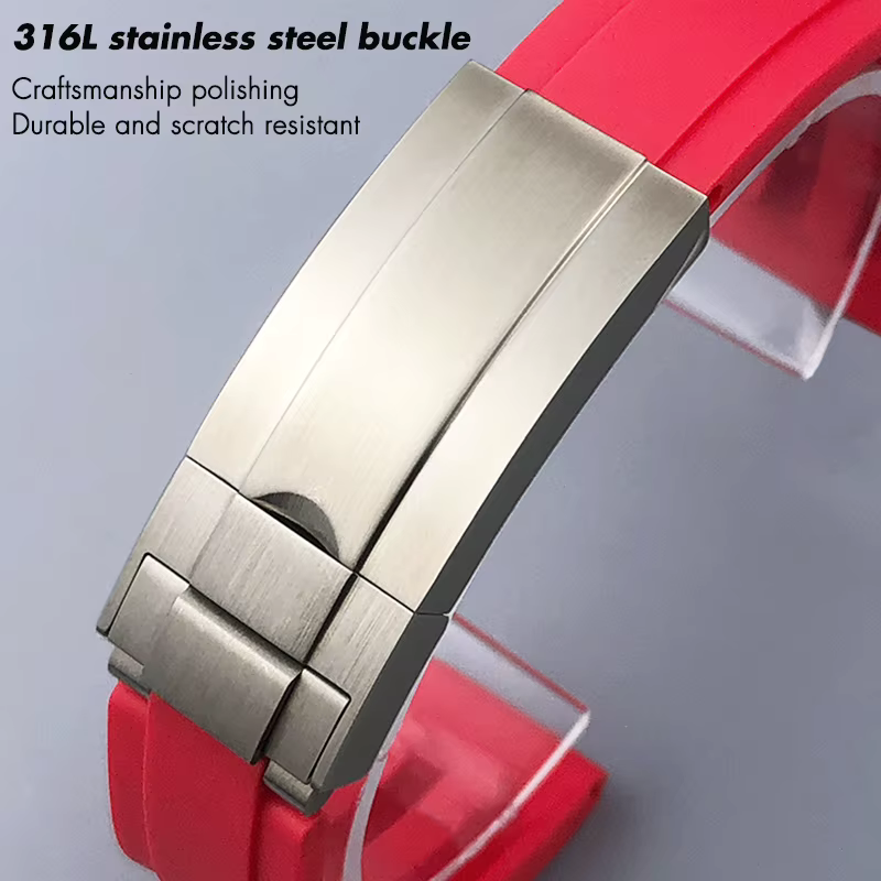 Bracelet de montre en caoutchouc métallique incurvé