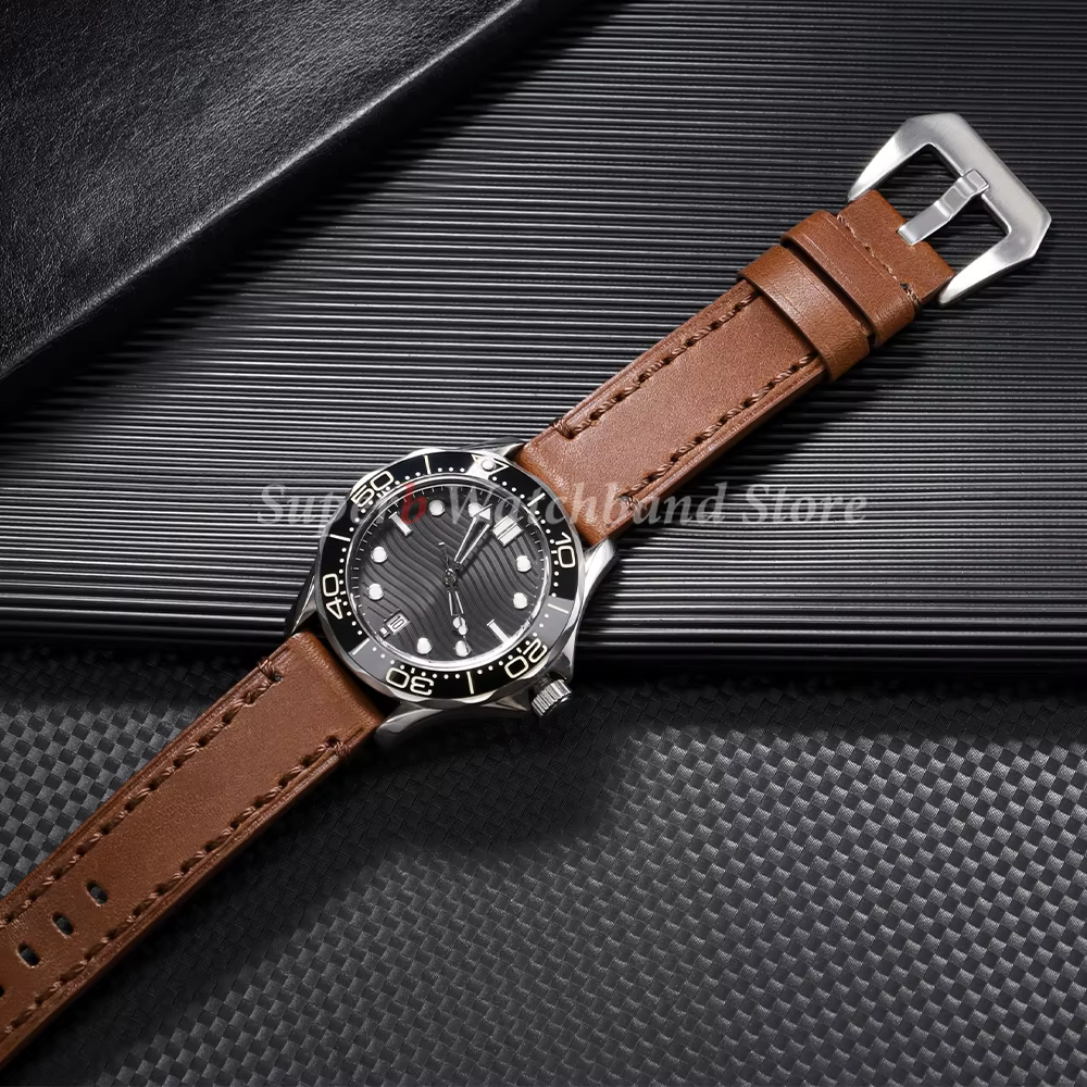Bracelet de montre en cuir de vachette de haute qualité pour Panerai marron