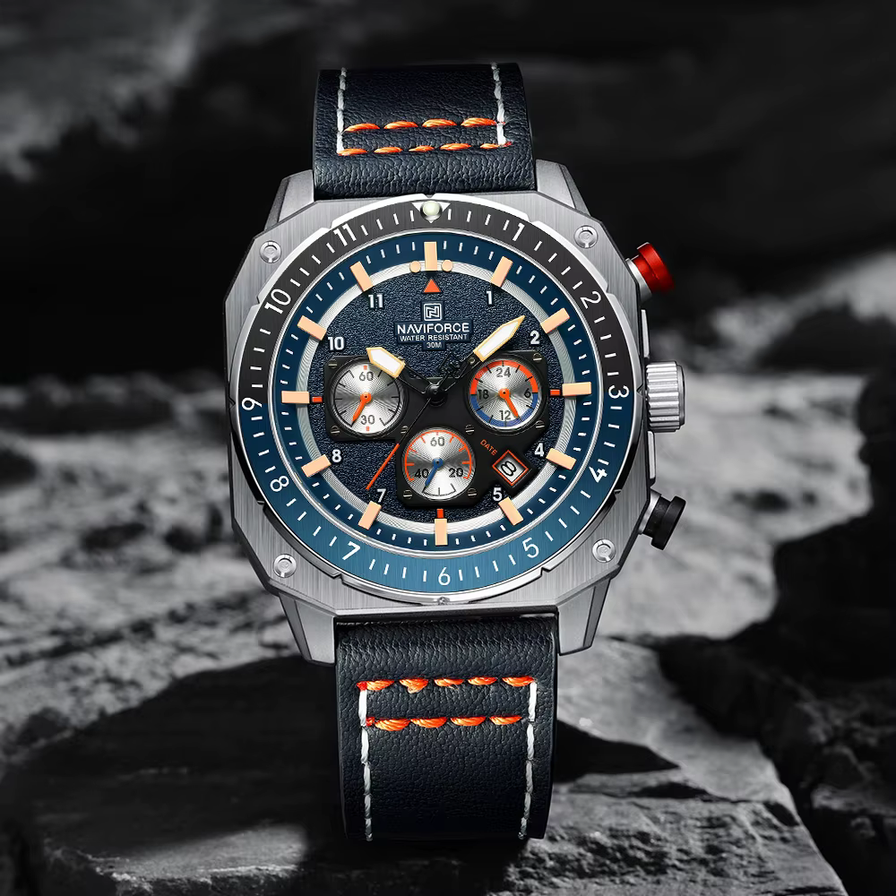 NAVIFORCE Top marque montre de luxe mode Quartz montre-bracelet pour hommes Relogio Masculino bracelet en cuir multifonctionnel homme montres