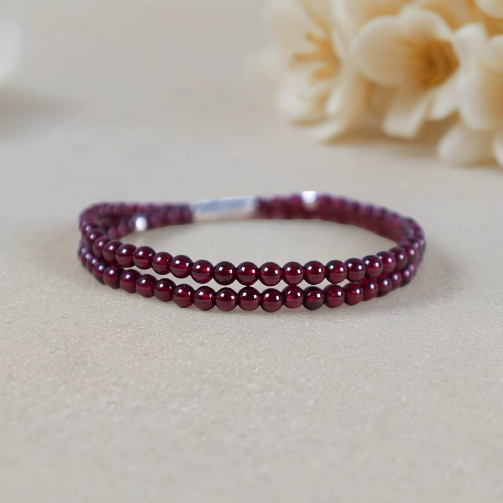 Bracelets en grenat naturel pour femmes, rouge bordeaux, double ou triple rang, en argent 925, multi-brins, cadeaux 2026