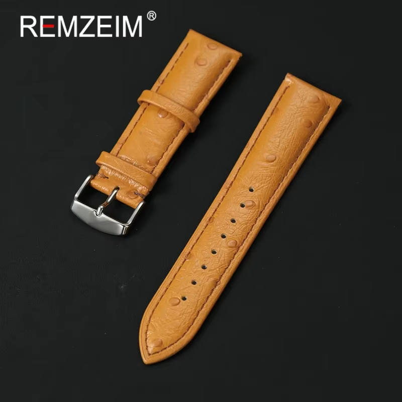 Bracelets de poignet en cuir motif d'autruche 18mm 20mm 22mm bracelet de montre hommes femmes