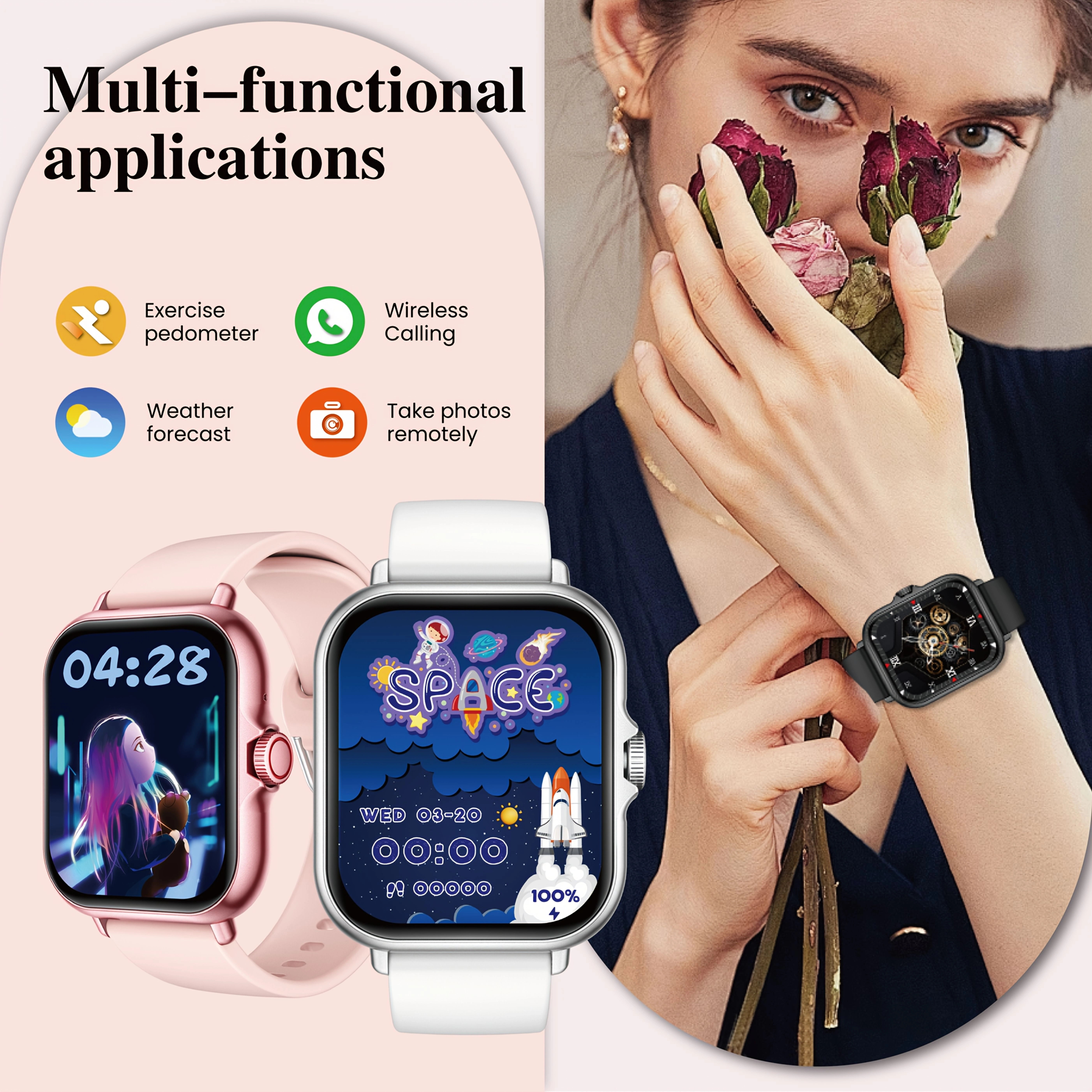 Montre connectée sportive multifonctionnelle à écran tactile complet de 1